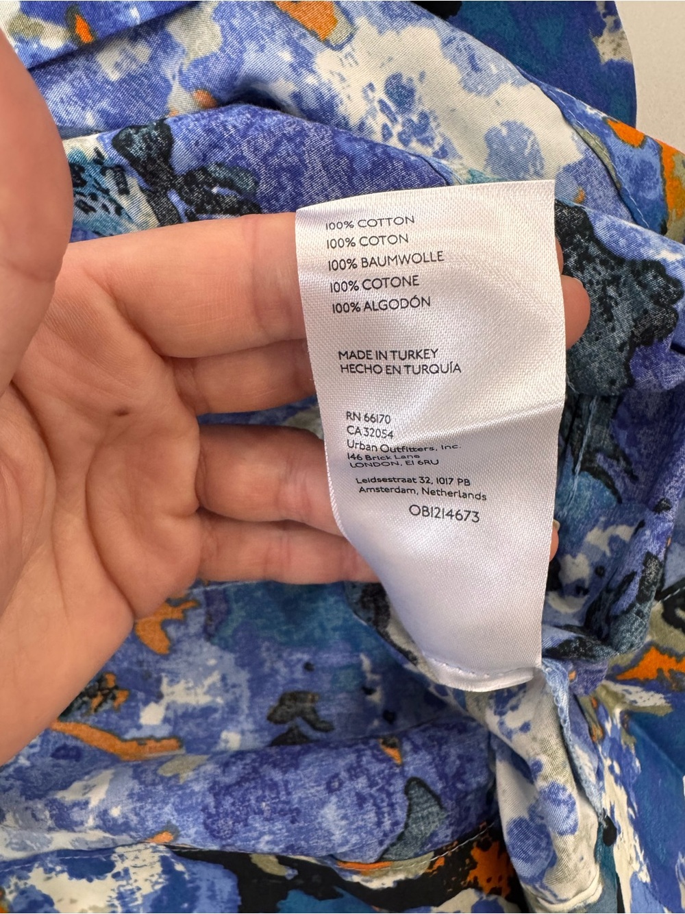 Anthropologie Blue Floral Maxi Dress with Orange & Cream Accents - Picture 7 of 11